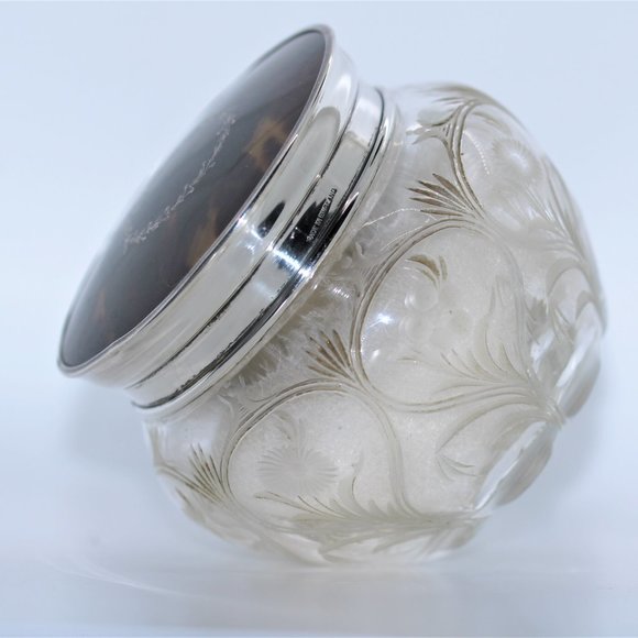 Vintage Tortoise & Sterling Vanity Jar - Picture 3 of 11